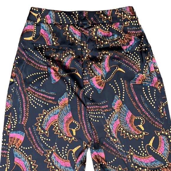 NWT House of Harlow 1960 Black Toucan Printed Satin High Waist Pants - 6 - Picture 6 of 11